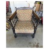 19th-Century Jacobean-Style Armchair with Tapestry