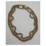 7-Inch Gold-Plated Bracelet with White Stones