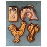 Four Copper-Plated Wall Molds