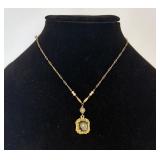 Victorian Era Gold Pendant Necklace with Chain