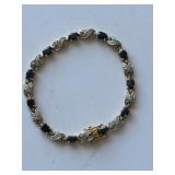 7-Inch Two-Tone Bracelet With Black Stones