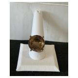 Large VTG Smoky Topaz 10K Gold Cocktail Ring