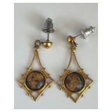 Gold Tone Drop Dangle Pierced Earrings