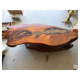 Natural Live Edge Wood Coffee Table with Resin Inl