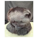 Women's Fur Hat with Bow and Storage Case