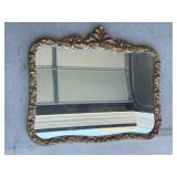 Ornate Rectangular Mirror with Gold-Tone Frame