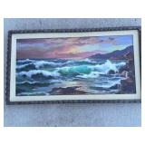 Leonard Borman Oil on Board with Coastal Scene