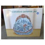 Decorative Ceramic Jar with Floral Design, New in