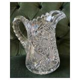 Cut Crystal Glass Pitcher with Intricate Design