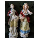 Painted Ceramic Figurines of a Couple with Baskets