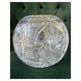 Cut Glass Crystal Roses and Flowers Ball Vase, 7 I
