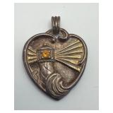 Sterling Silver Lighthouse Heart Pendant with Insc