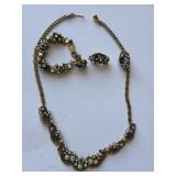 Signed Florenza Gold-Tone Rhinestone Jewelry Set
