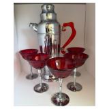 Art Deco Cocktail Martini Set with Bakelite Handle