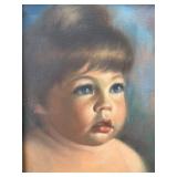 Oil on Canvas Portrait of a Child, Signed