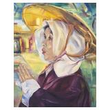 Oil on Board Portrait Prayer' by Lillian Burgher