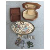 Costume Jewelry with Wooden Boxes