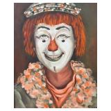 Signed Oil on Board Clown Portrait by L. Burgher