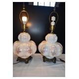 Pair of Carl Falkenstein Opalescent Bubble Lamps
