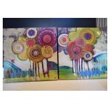 Pair of Painted Artwork on Canvas