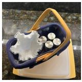 Basket With Glass Dish & Shakers