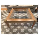 Glass-Top Square Wood Tableï¿½42x42x18