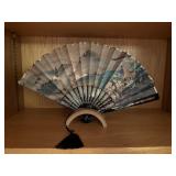 Vtg Handheld Folding Fanï¿½9.5ï¿½