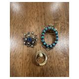 Vtg Gold-Tone Gemstone Brooch Setï¿½1.25ï¿½2