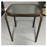 Glass-Top Metal Side Table 16ï¿½ï¿½x16ï¿½ï¿½x17.5ï¿½ï¿½