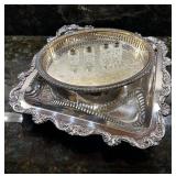 Vtg Silver-Plated Tray & Accessoriesï¿½square 14ï¿½14