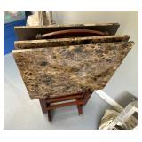 (3)Faux Marble TV Trays on Stand