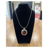 Silver Pendant Necklace with Braided Cordï¿½18ï¿½