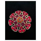 Vtg Gold-Tone Floral Rhinestone Pinï¿½1.75