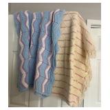 Vtg Hand-Crocheted Throw Set