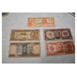 Uruguay, Bolicia, Brasil and Haiti Paper Money