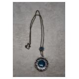 Genuine Turquoise Silvertone Necklace