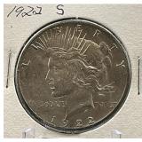 1922-S Peace Silver Dollar Coin