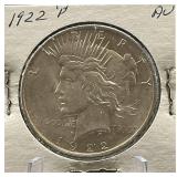 1922-P Peace Silver Dollar AU