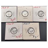 5pc Mercury Silver Dimes