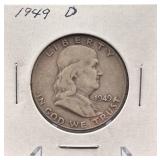 1949-D Franklin Silver Half Dollar Coin