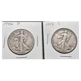 1946 D & S Walking Liberty Silver Half Dollars