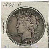 1934-D Peace Dollar Coin