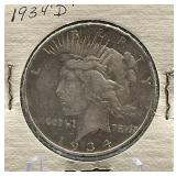 1934-D Peace Silver Dollar