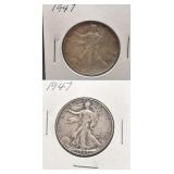 1947 Walking Liberty Silver Half Dollars