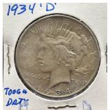 1934-D Peace Silver Dollar
