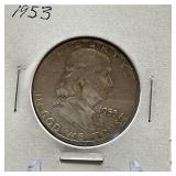 1953 Franklin Silver Half Dollar Coin