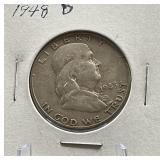 1948-D Franklin Silver Half Dollar Coin