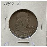 1949-S Franklin Silver Half Dollar Coin