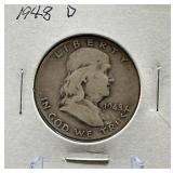 1948-D Franklin Silver Half Dollar Coin