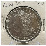 1878-S Morgan Silver Dollar AU